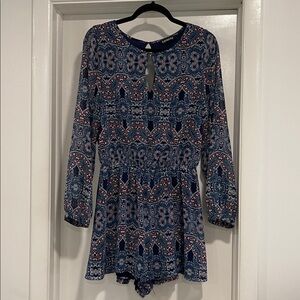 Express Navy and Teal Paisley Romper